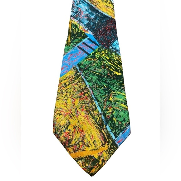 Brioni Other - Brioni Necktie Vintage Multicolor Floral Abstract Silk Italy Gold Chain